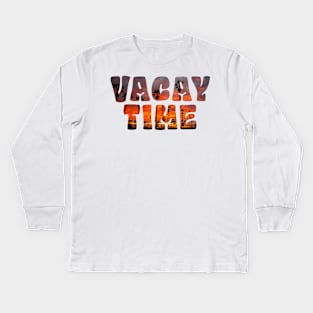 Vintage Retro Surfing Beach Plam Tree Summer Vacay time Kids Long Sleeve T-Shirt